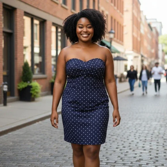 🔥 POLKA DOT BAR III NWT STRAPLESS SWEETHEART NECKLINE SHIFT DRESS SIZE 16 - Picture 1 of 15